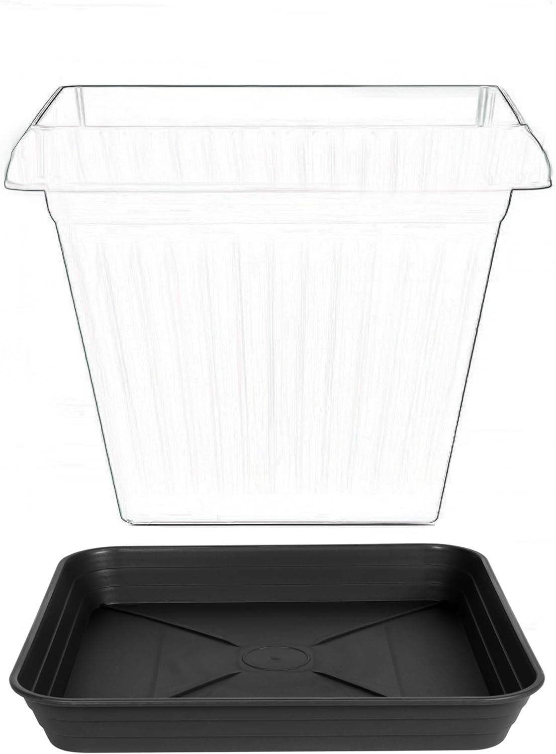 2 Pack Square Plant Saucer Tray 14 inch, Heavy Duty Plastic Plant Saucers for Indoors Outdoor, Flower Plant Drip Trays for Pots, Square Seed Starting Tray, Seedling Growing Trays