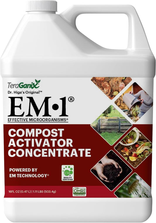 TeraGanix Compost Accelerator (1 Bottle = 11 Gallons), Reduce Odors, Liquid Compost Starter Concentrate, Reduce Composting Time, USDA Organic, 1 Pint (16 fl oz)
