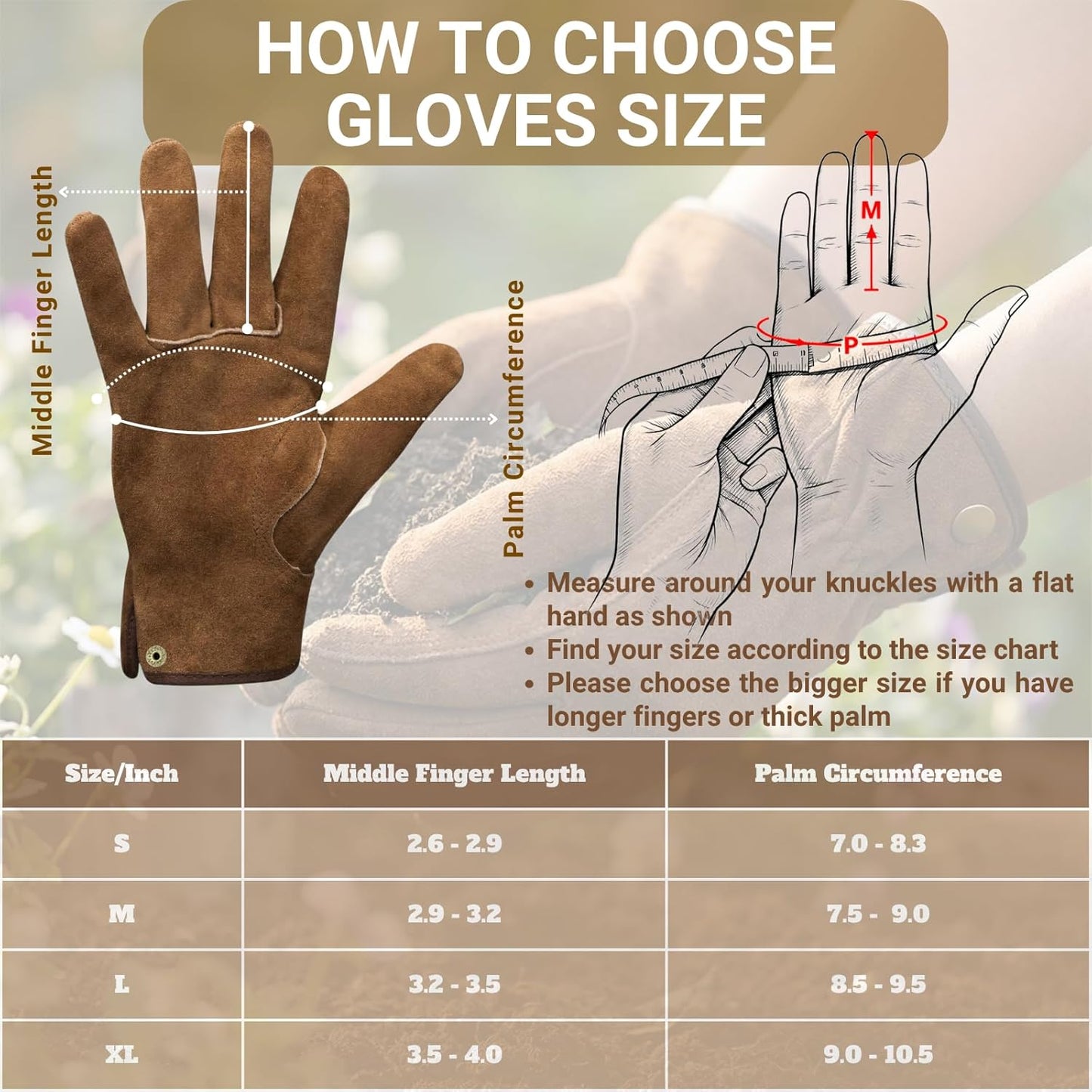 Leather Work Gardening Gloves for Men Women, Thorn-Proof Rose Pruning and Heavy-Duty Yard Work, Driving