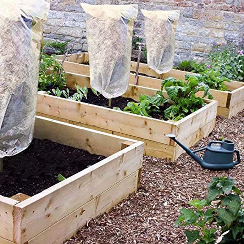 Agfabric Plant Covers Freeze Protection H48 x55 0.9oz Plant Frost Protection Covers Plant Protection Winter Cover Drawstring Bags Cold Frost Blanket,White,2 Pack