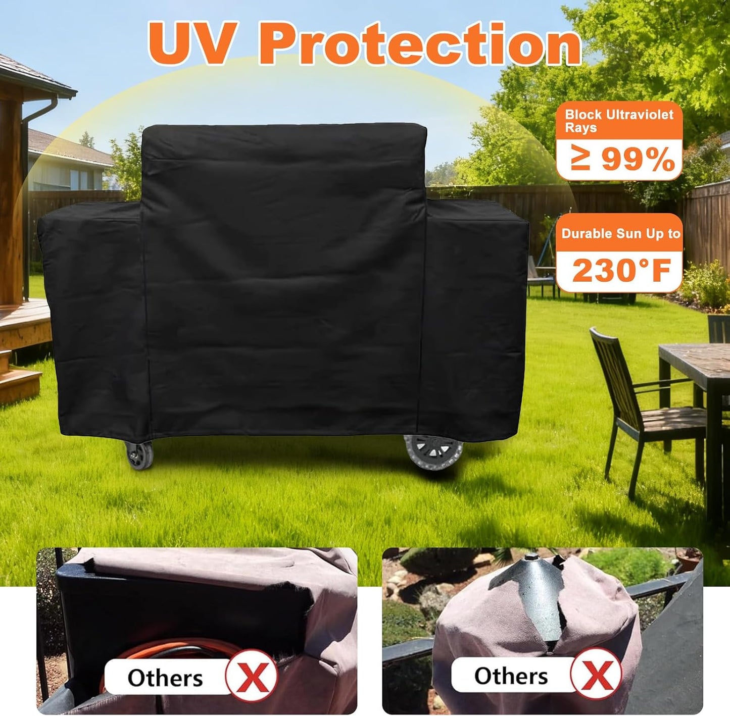 Grill Cover for Pit Boss 4-Burner Ultimate Lift-Off Griddle,64" L x 31" W x 35" H-Black 600D Heavy Duty Waterproof Resistant PitBoss Cover, Outdoor Grill Cover for Pit Boss Sierra 4B Ultimate Griddle