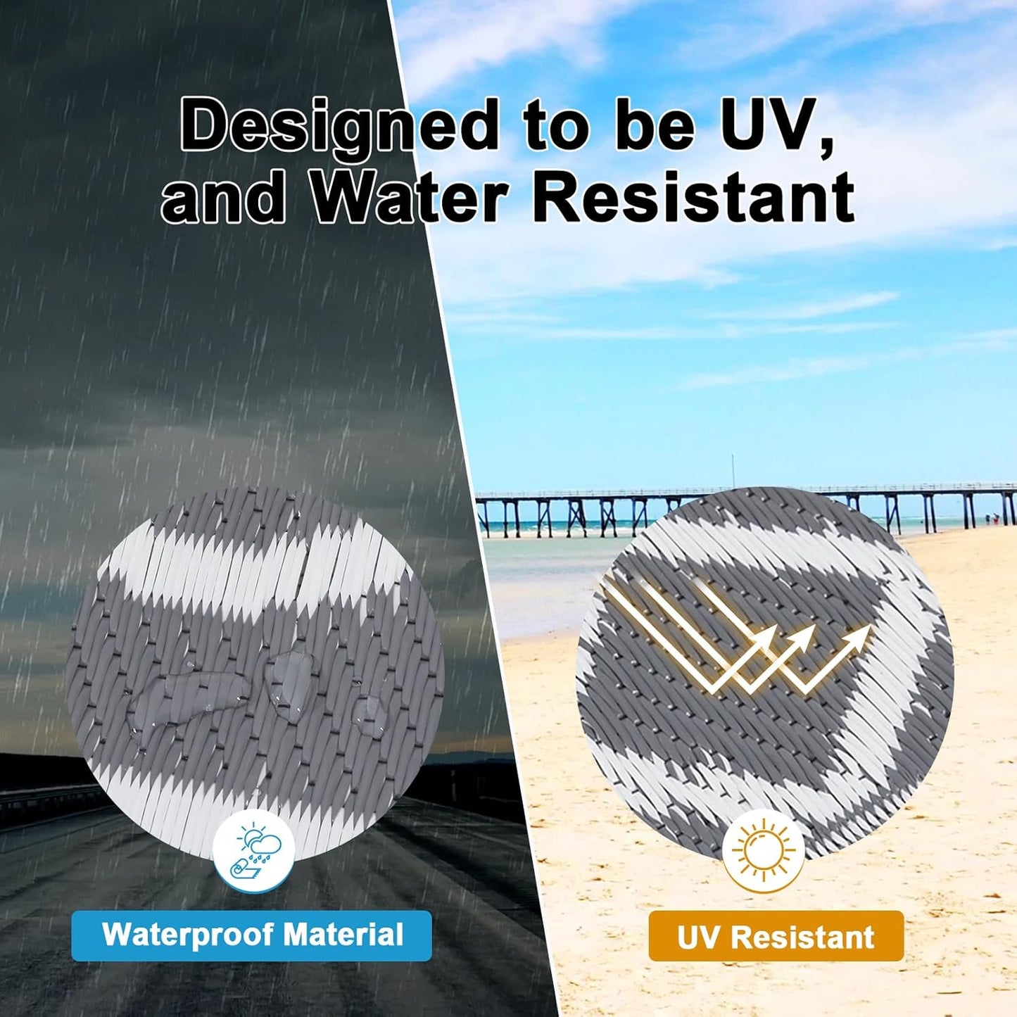 HEBE Outdoor Rug Waterproof 6x9, Reversible Plastic Straw Rug RV Camping Rug, Indoor Outdoor Patio Mat Clearance, Outside Carpet for Porch,Deck,Camper,Balcony,Backyard,Picnic