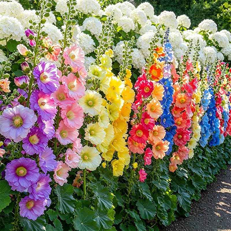 350+ Mix Hollyhock Seeds for Planting - Tall Flowering Perennial, Non-GMO Heirloom Plant Seeds Garden Outdoor, Attracts Pollinators
