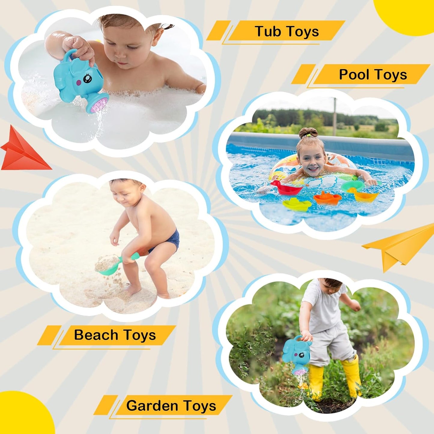 Baby Bath Toys for Kids,12 PCS Mold Free Bath Toys for Toddlers with Floating Boats,Watering Can,Floating Ducks & Bath Spoons, Bathtub Water Pool Toys for Babies and Toddlers