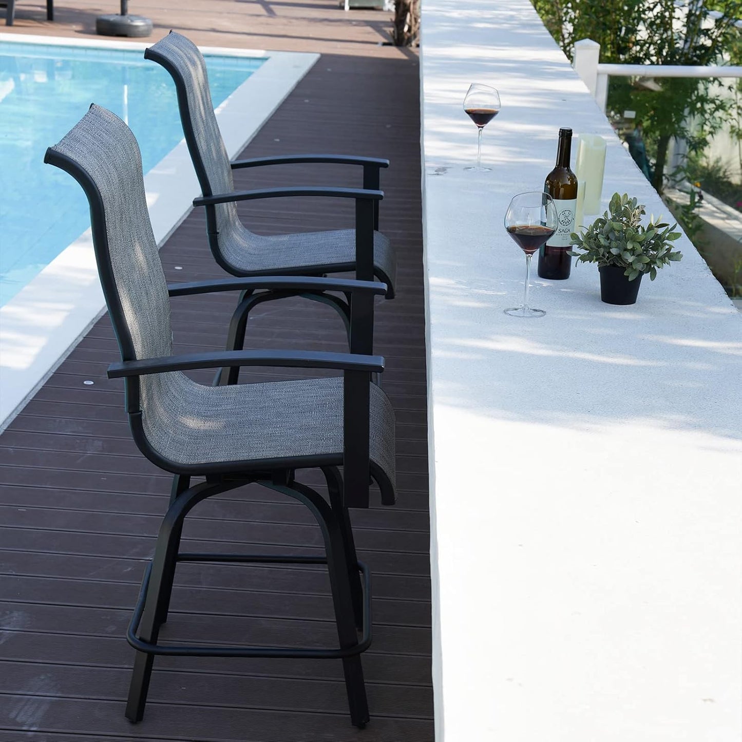 Grand patio Outdoor Counter Height Patio Stools Set of 4, Swivel Bar Chairs for Balcony, Poolside, Backyard, Garden (Coffee, 4PC)