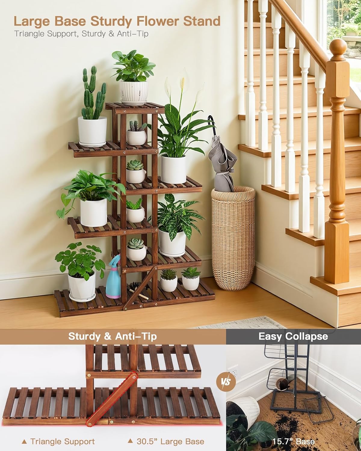 Wood Plant Stand Shelf 6 Tier