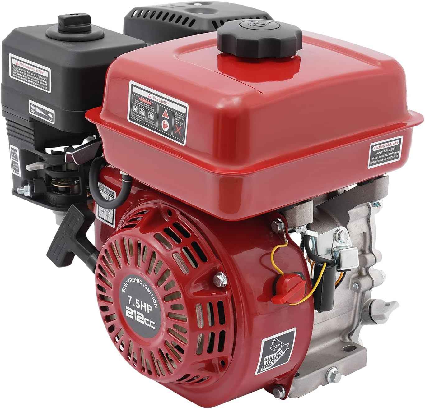 7.5 HP Gas Engine Horizontal Shaft, 212cc 4 Stroke OHV Industrial Grade Replacement 3600rpm Gas Motor, 20mm Shaft Diameter