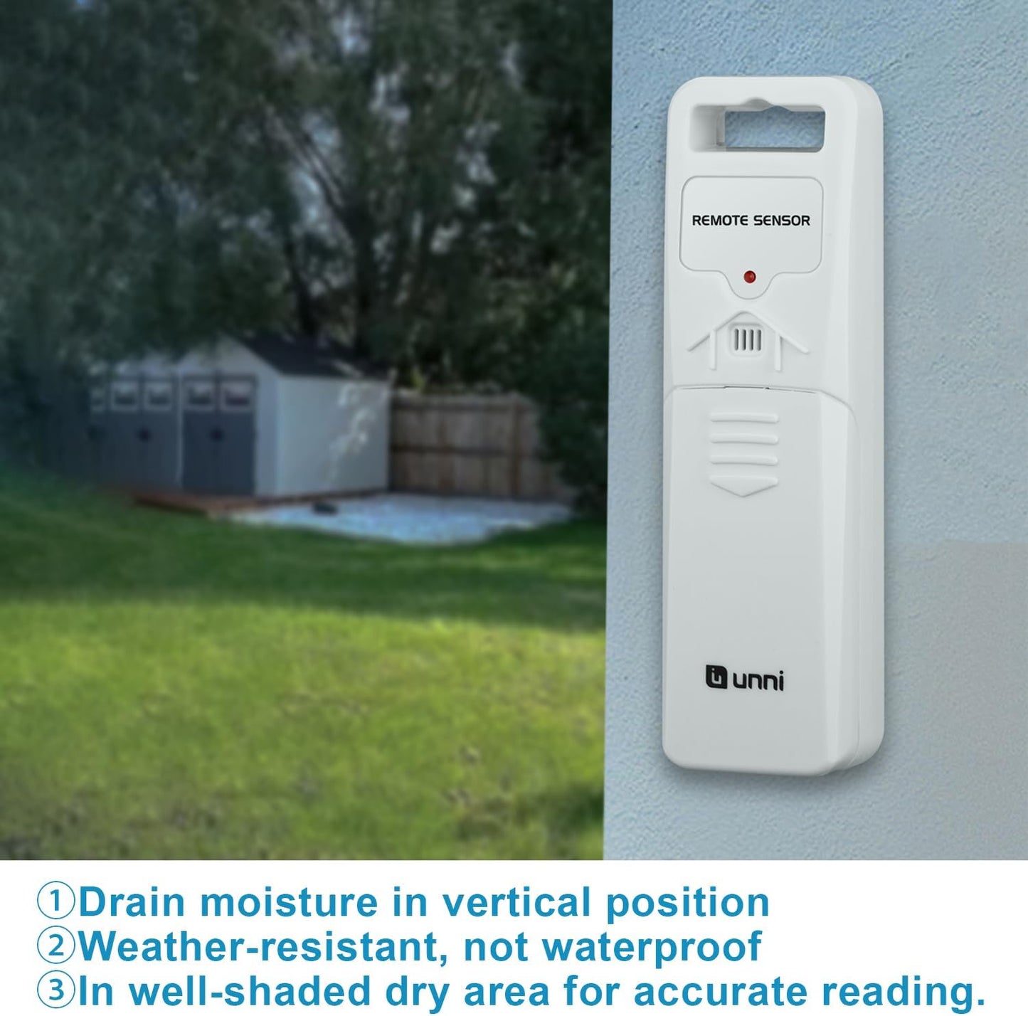 Indoor Outdoor Thermometer Hygrometer Wireless Weather Station, Temperature Humidity Monitor Battery Powered Inside Outside Thermometers with 330ft Range Remote Sensor(Blue)