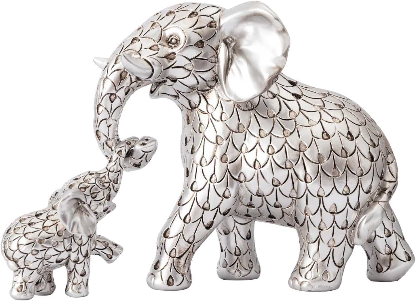 Vintage Silver Elephant Statue.Elephant Figurines Inspiring Good Luck,Health.Unique Elephant Gifts for Women,Moms.Elephant Home Decor Ornaments for Living Room,Bookshelf,Table Centerpiece,Office.