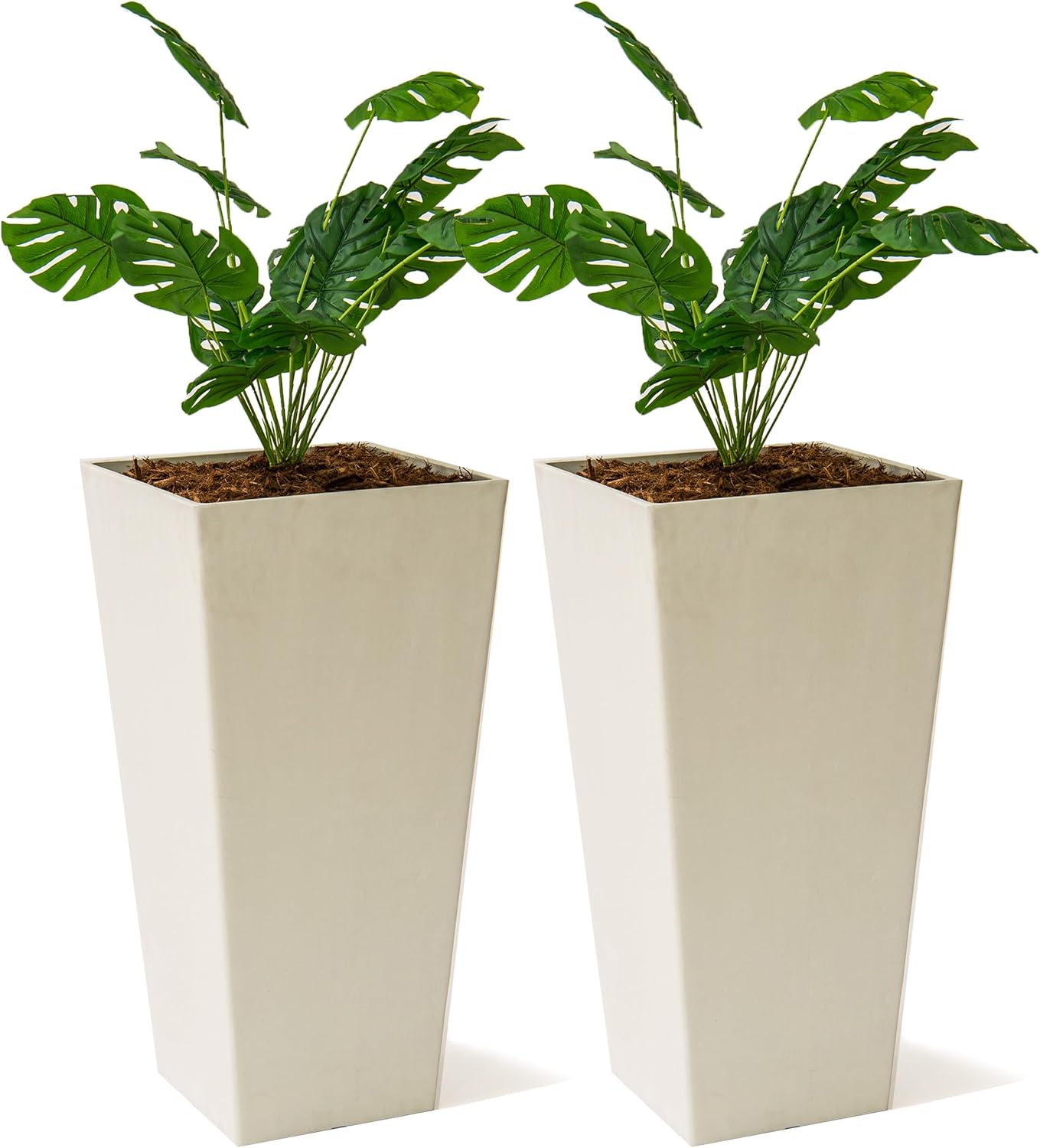 XBrand Modern 28-Inch Square Planter, Modern Tapered Planter Perfect for Indoor & Outdoor, Patio Décor, Set of 2