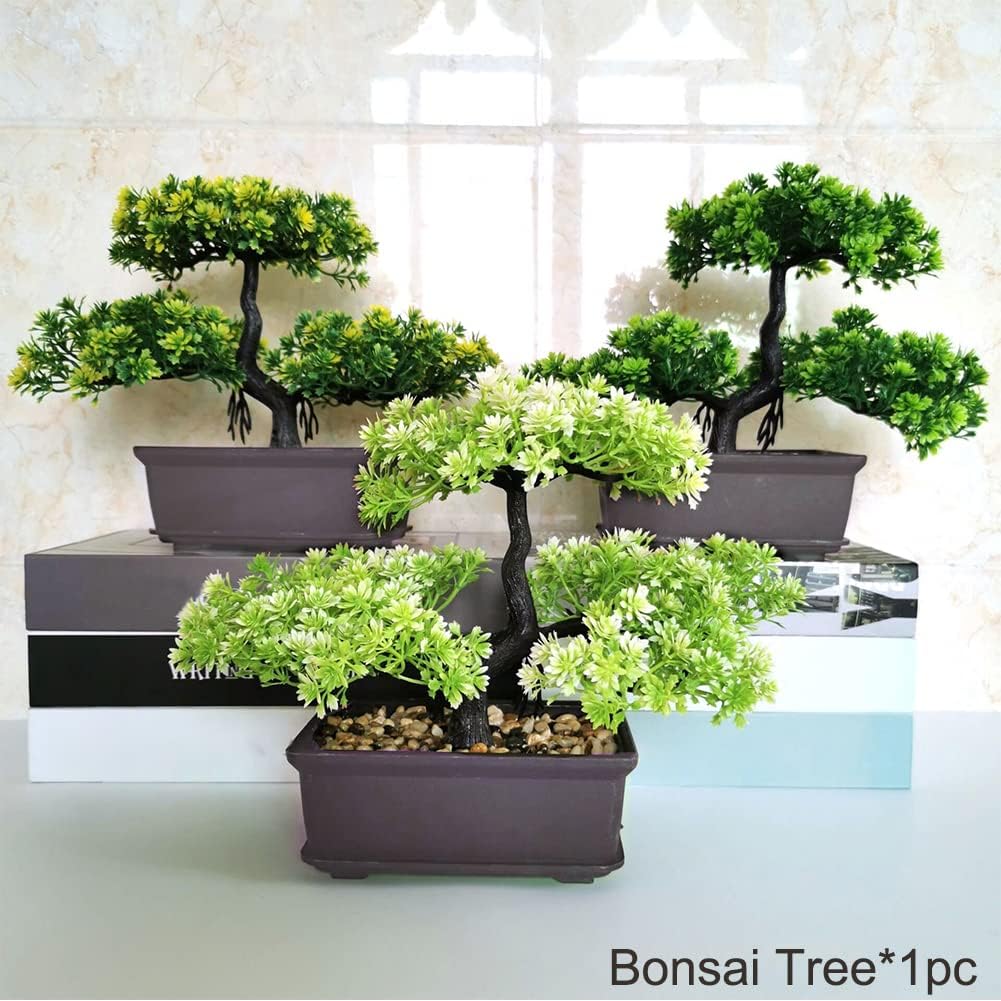 Bonsai Tree, Artificial Plants, Artificial Bonsai Tree Juniper Faux Plants, Indoor Small Fake Plants Decor for Home Bedroom Office Desk Farmhouse Decor(Color:Red)