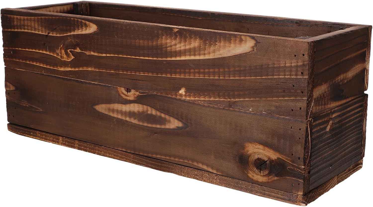 Rustic Rectangular Wood Planter Box for Succulents and Herbs, Large Outdoor Wooden Flower Pot with Anti-Corrosion Solid Wood, 40x14x15cm Balcony Garden Container