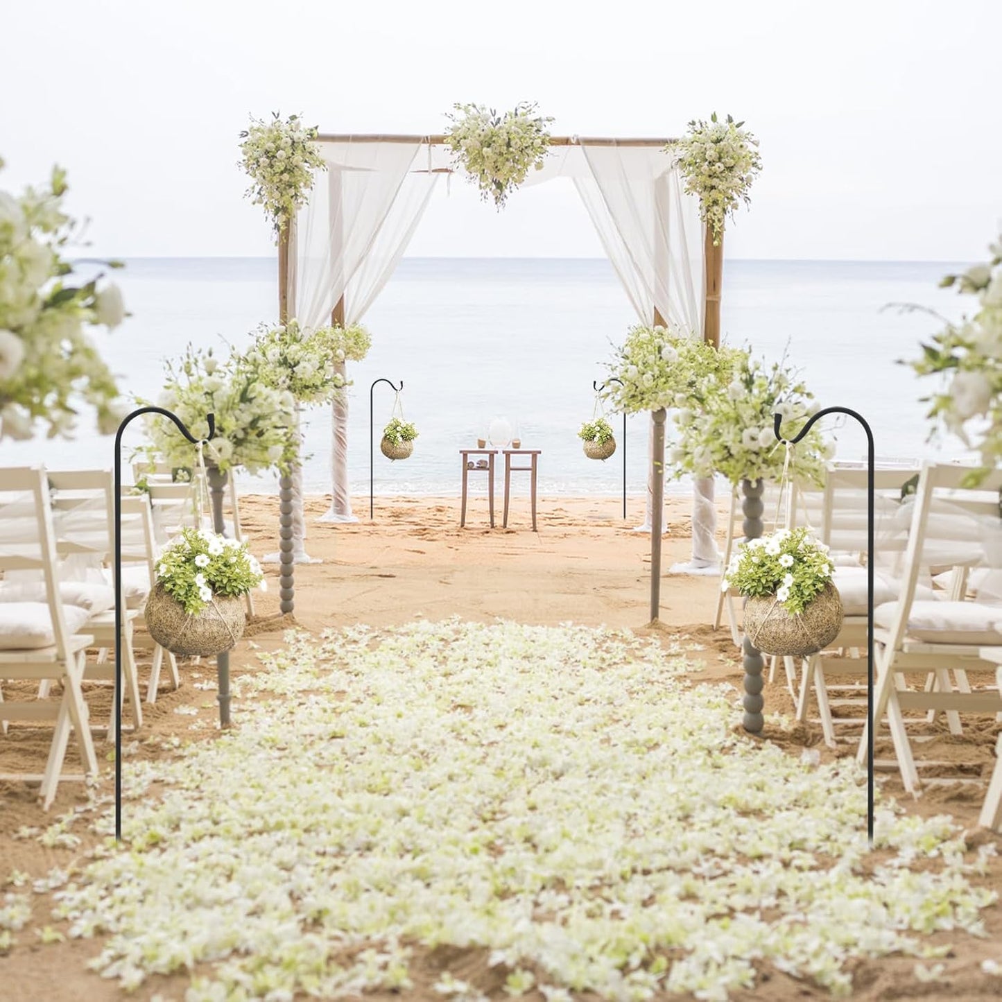 MIXXIDEA 4/8PK Heavy Duty Garden Shepherds Hooks for Outdoor, Premium Metal Shepherds Hooks, Height Adjustable Bird Feeder Hanger, Hanging Basket Hooks 37” Inch Tall Hanging Plant Hooks (4PK)