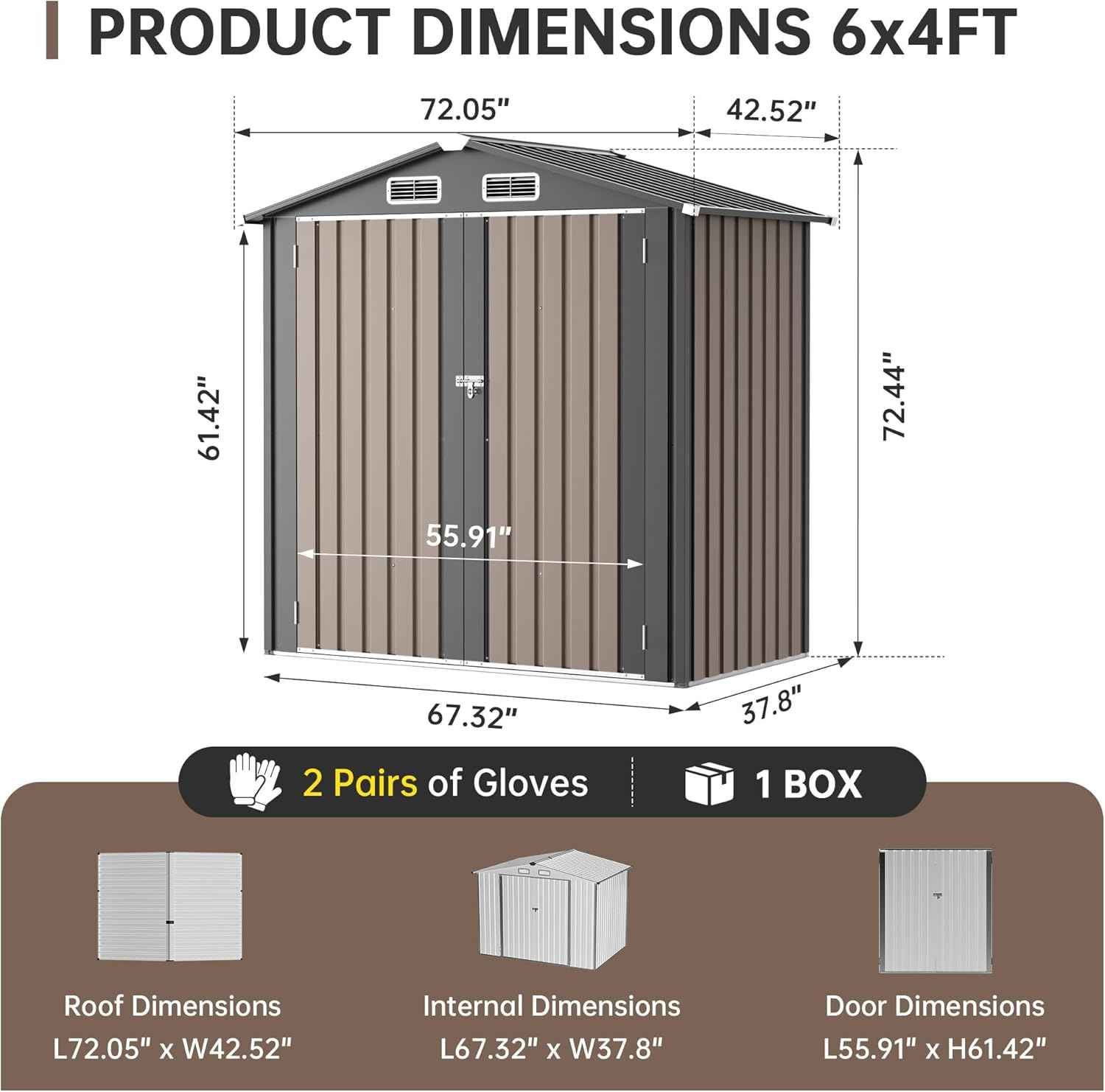Metal Storage Shed & Outdoor Storage, Outdoor Steel Storages Shed with Sloping Roof, Utility and Tool Garden Sheds for Yard Patio Lawn