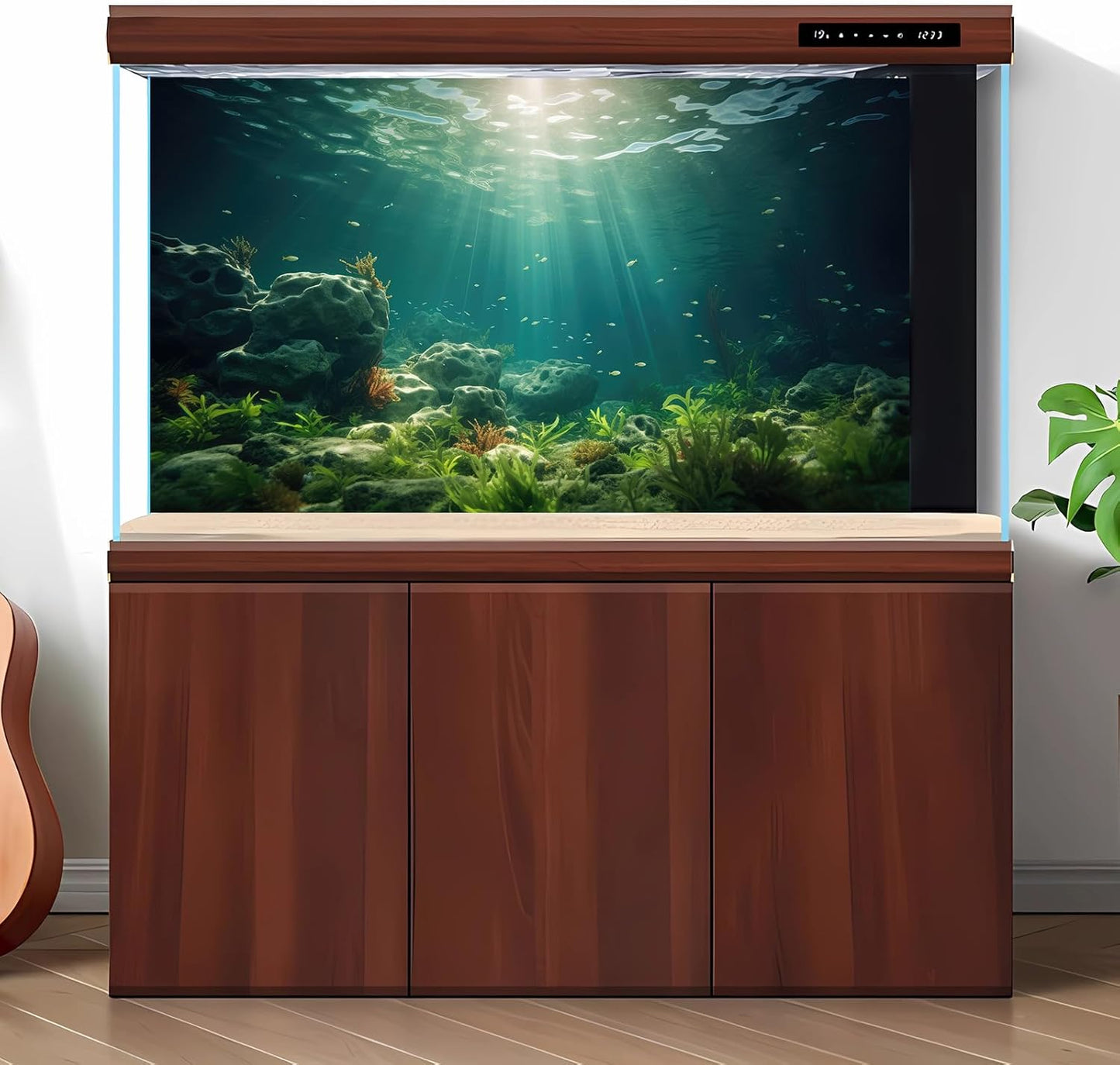 Under The Sea Aquarium Background Deep Sea Aquatic Plants Fish Tank Background Underwater Rock Sunray Terrarium Backgrounds Tropical Fish Deep Ocean Floor Fish Tank Backgrounds 36x24in