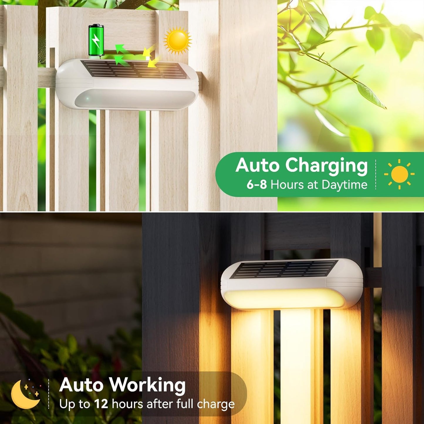 Ahaorigin Solar Outdoor Lights 4 Pack, Bright Fence Lights with Multi-Color Changing & Warm White Mode, Upgraded Solar Step Lights Outdoor Waterproof for Garden Deck Post Stair Yard and Wall