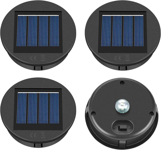 ELUTENG Solar Light Replacement Top 4 Pack (Top Size 3.15 inch, Bottom Size 2.83 inch) LED Solar Lantern Light Lids Outdoor Waterproof Replacement Solar Light Tops Warm White LED