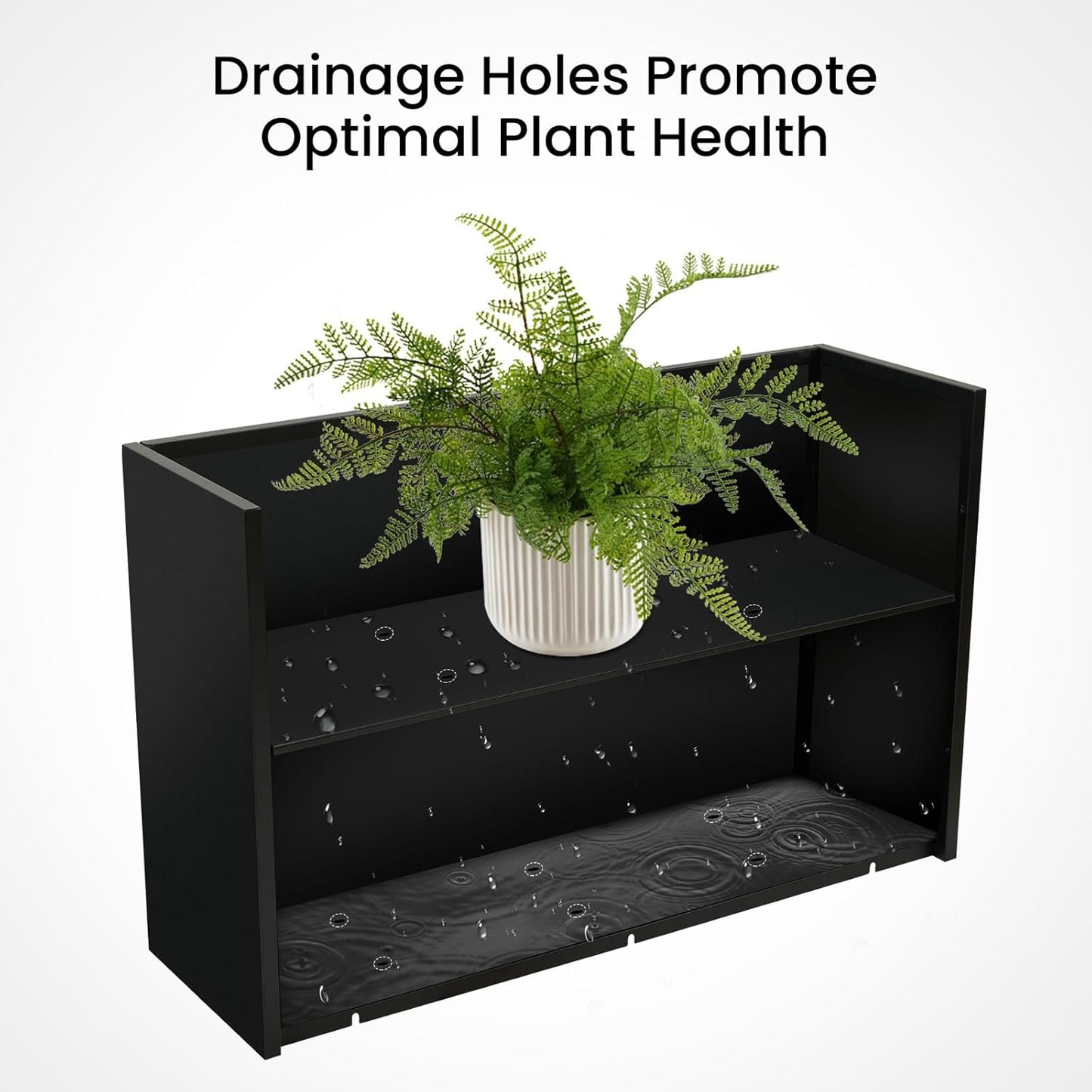 Metal Planter Box 38”x12”x30” with Adjustable Shelf & Smart Drainage - Heavy-Duty Powder-Coated Steel, All-Weather Indoor/Outdoor Use for Garden, Patio, Balcony