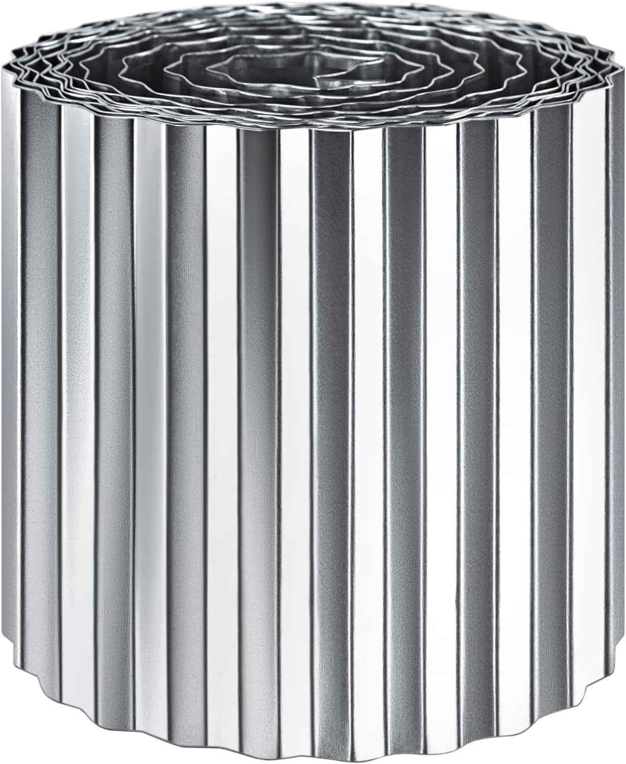 Corrugated Garden Edging 12" x 20',Metal Landscape Edging Sturdy Garden Long Strips,Metal Edging for Landscaping,Steel Garden Edging (Silver)