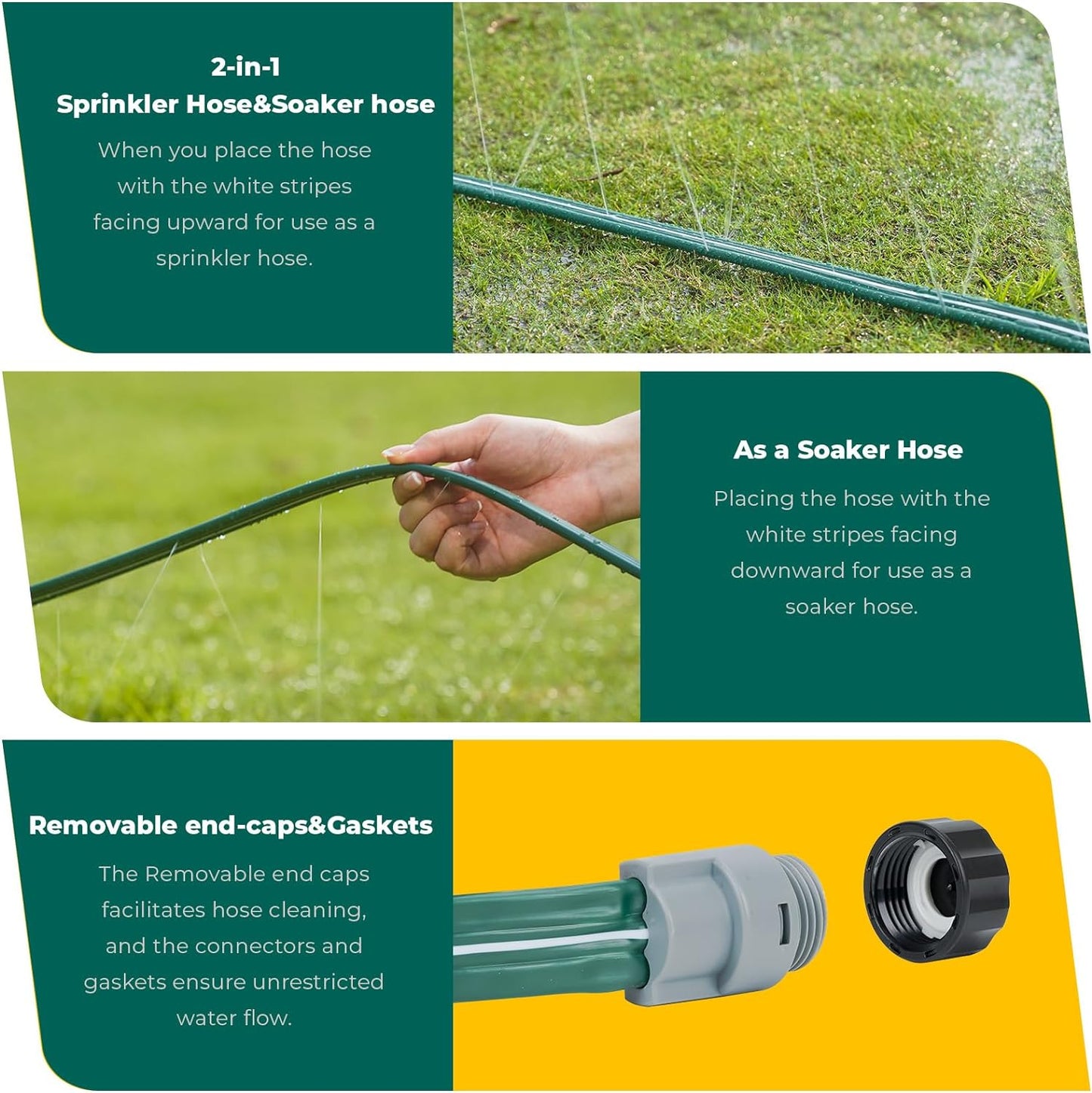 Sprinkler Soaker Hose 75ft for Garden Lawn, Watering Pipe with Holes, High-Efficiency Water-Saving Garden Irrigation System, Drip Hose Sprinkler