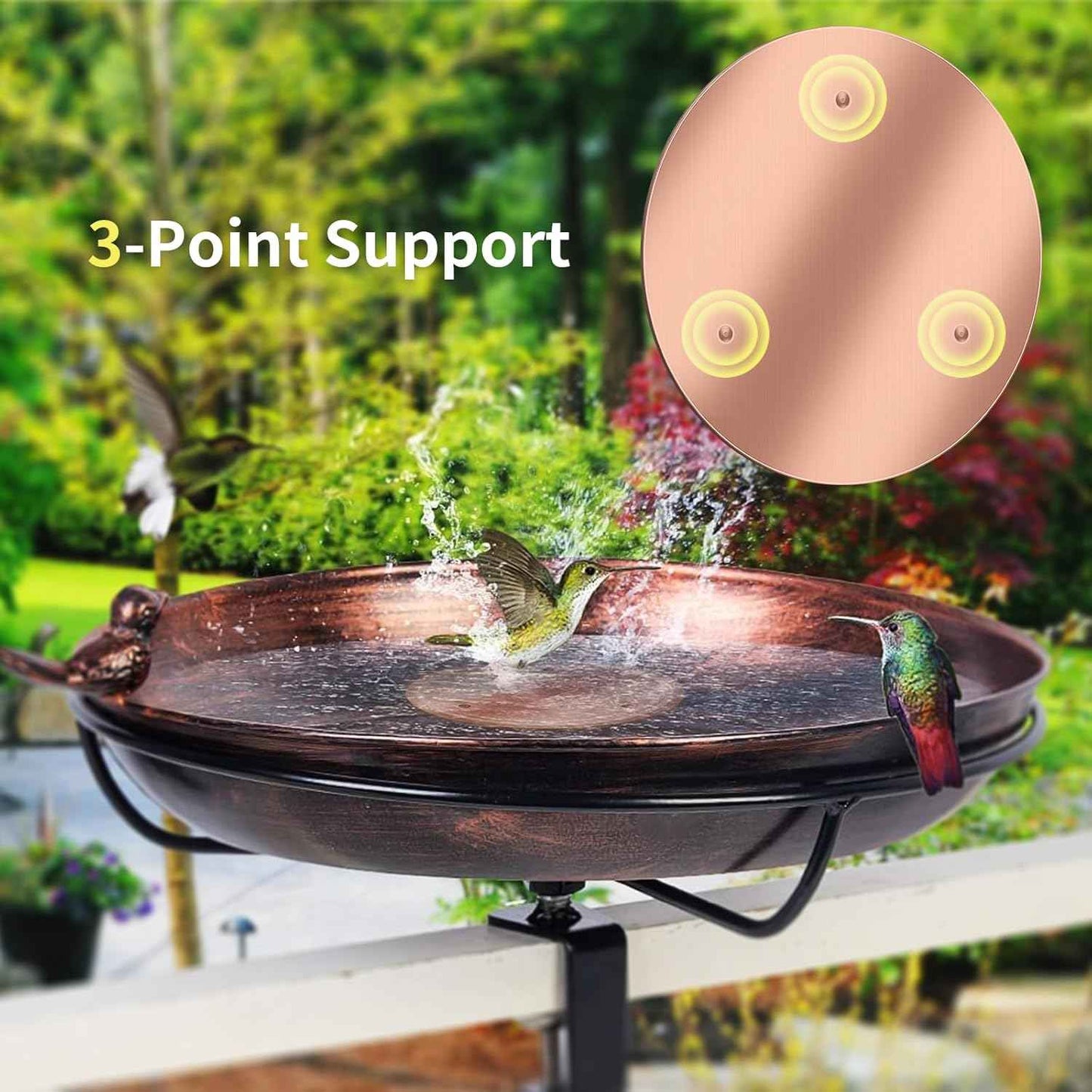 Bird Bath Copper Disk, 99.99% Pure Copper Bird Bath Cleaner, Triple-Point Support, All-Season Water Cleaber for Outdoor Bird Baths & Bowls (1 Pcs)