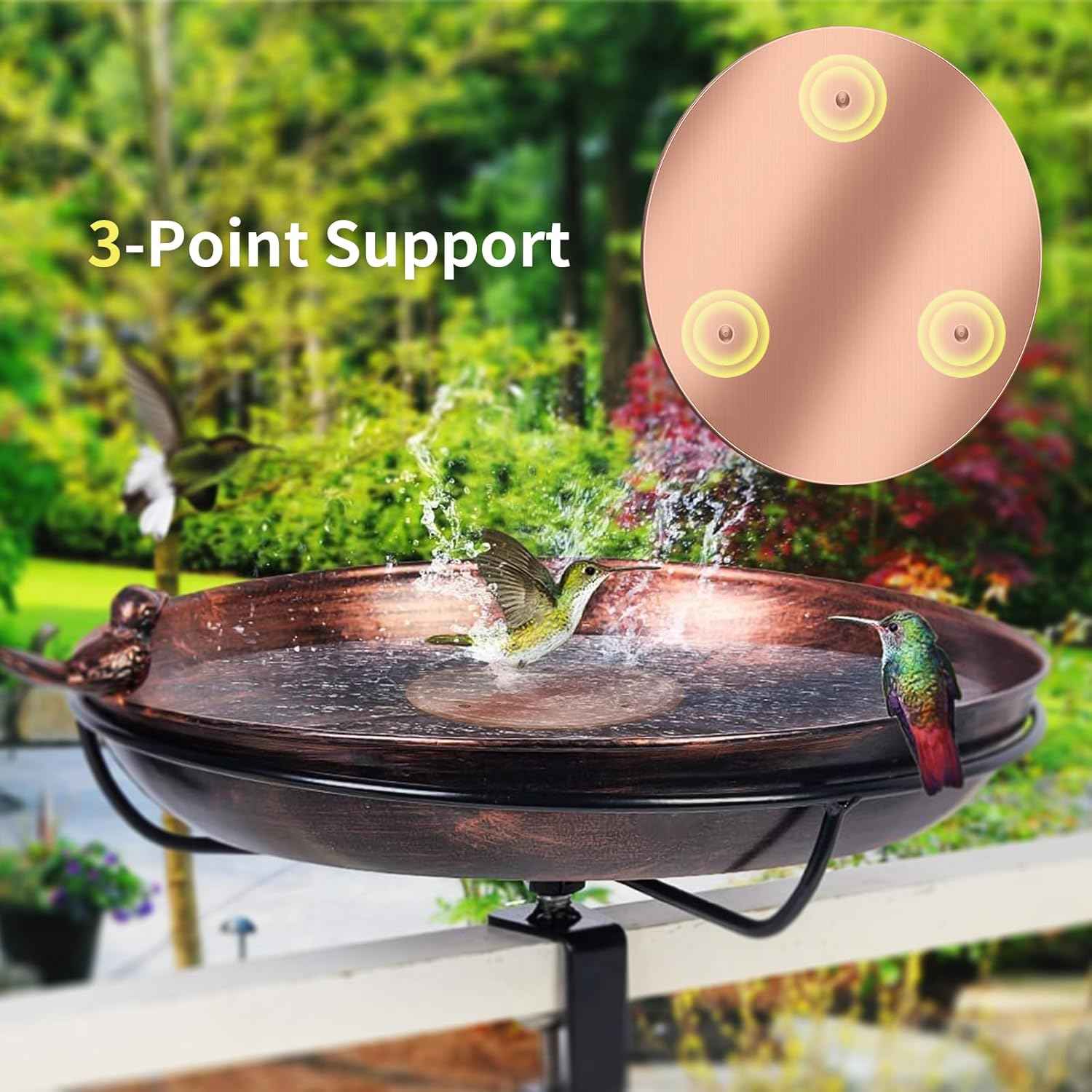 Bird Bath Copper Disk, 99.99% Pure Copper Bird Bath Cleaner, Triple-Point Support, All-Season Water Cleaber for Outdoor Bird Baths & Bowls (1 Pcs)