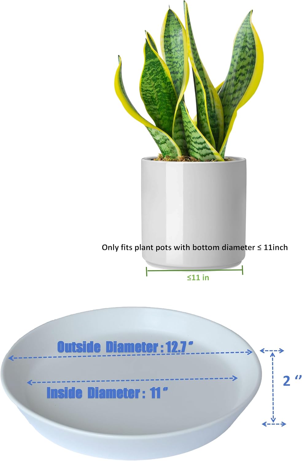 Plant Saucers 12 Inch (12.7 Inch) Plant Trays, Durable Round Glazed Ceramic Flower Plant Water Drip Tray for Pots Planter