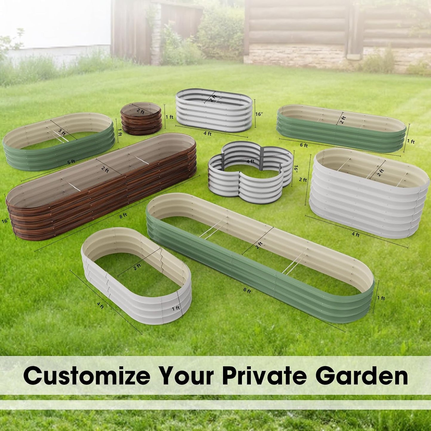 6x2x1ft Oval Galvanized Raised Garden Bed Outdoor 9-in-1 Large Metal Modular Planter Box Raised Beds for Gardening,Vegetables,Fruits,Flowers & Herbs (Silver)