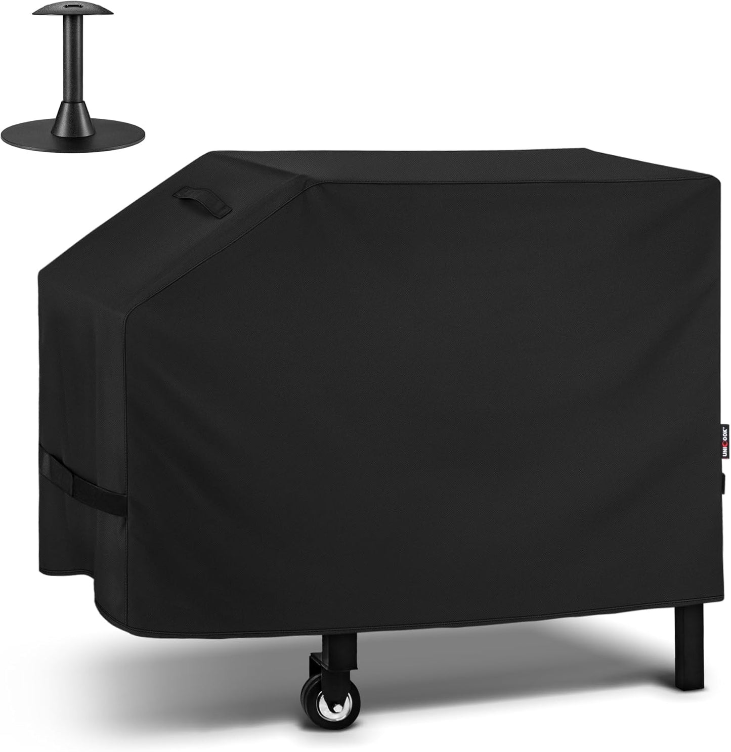 Unicook 28 Inch Griddle Cover for Blackstone and Nexgrill Cooking Station, Heavy Duty Waterproof Flat Top BBQ Grill Cover with Sealed Seam, Includes Support Pole, Black