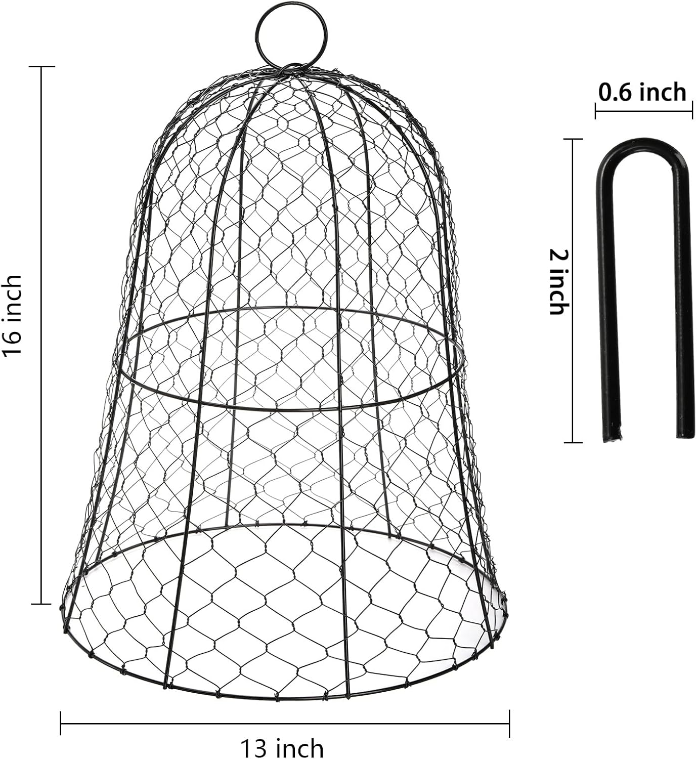 Coloch 5 Pack Garden Chicken Wire Cloche, 16x 13 Inches Black Dome Plant Protector Cover Strong Metal Garden Cloches Protecting Plants and Seedling from Animals