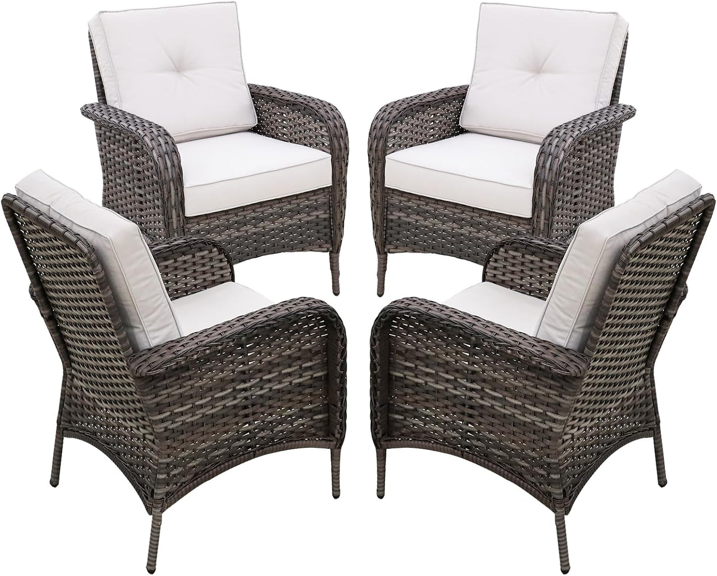 EAGLE PEAK Rustic Veranda Outdoor Patio Chairs, Wicker Furniture Set, Wicker Porch Chairs, Set of 4, Gray/Beige