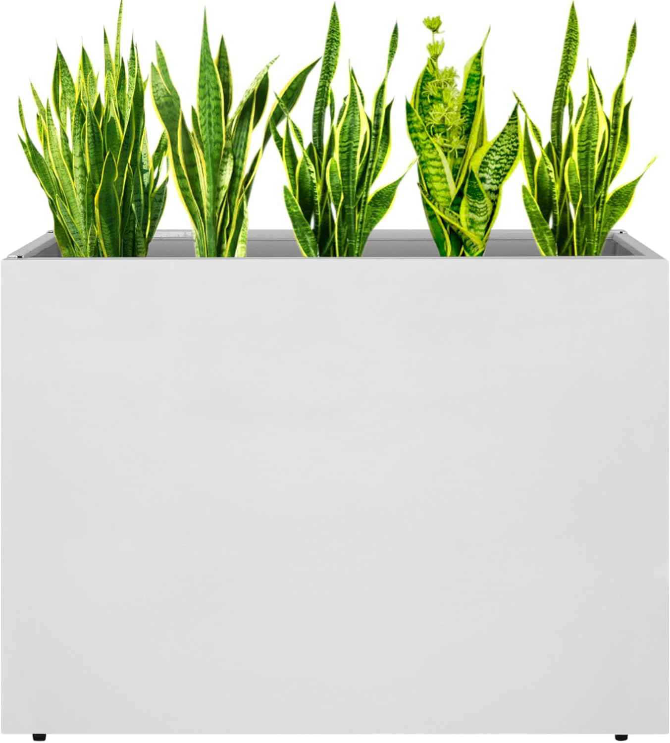Metal Rectangular Planter Box, Galvanized Steel Tall Planters for Outdoor Plants, 35.5"x 10"x 28" White Outdoor Planters for Porch/Patio/Garden