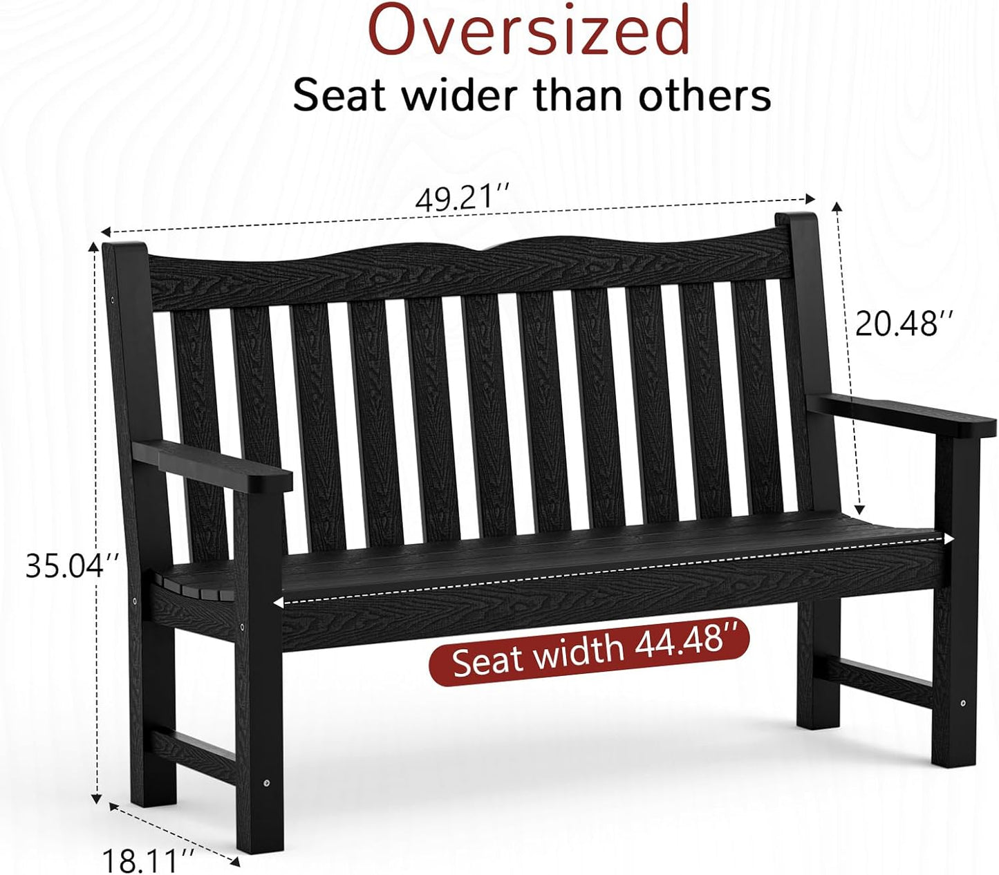 Outdoor Benches Set of 2, 2-Person Garden Bench for Outdoors, Weatherproof Outdoor Benches, Never Rot or Fade, Black