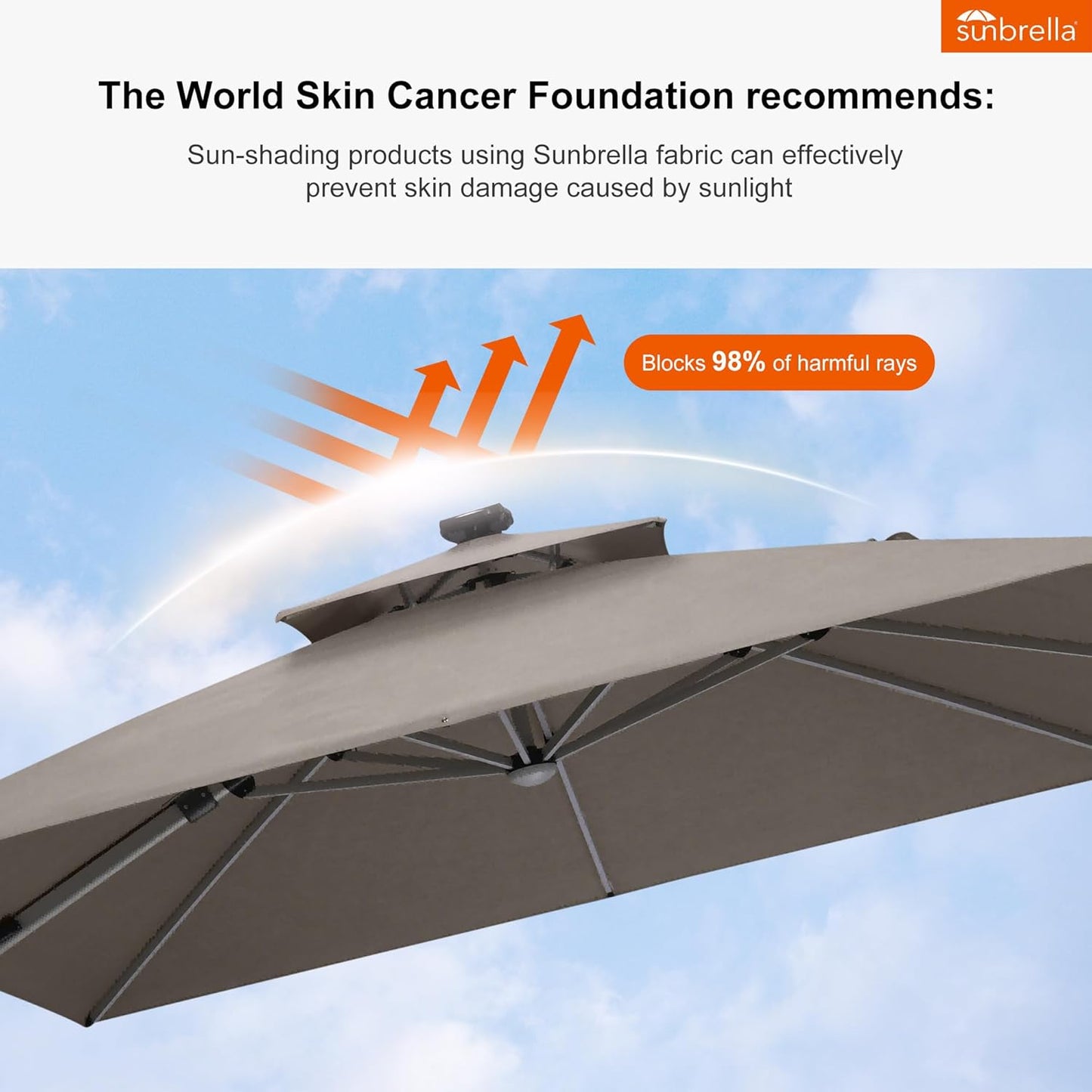 PURPLE LEAF 10' X 13' Solar Powered LED Patio Large Umbrella Offset Double Top Hanging Umbrella Outdoor Market Umbrella for Garden, Heather Taupe