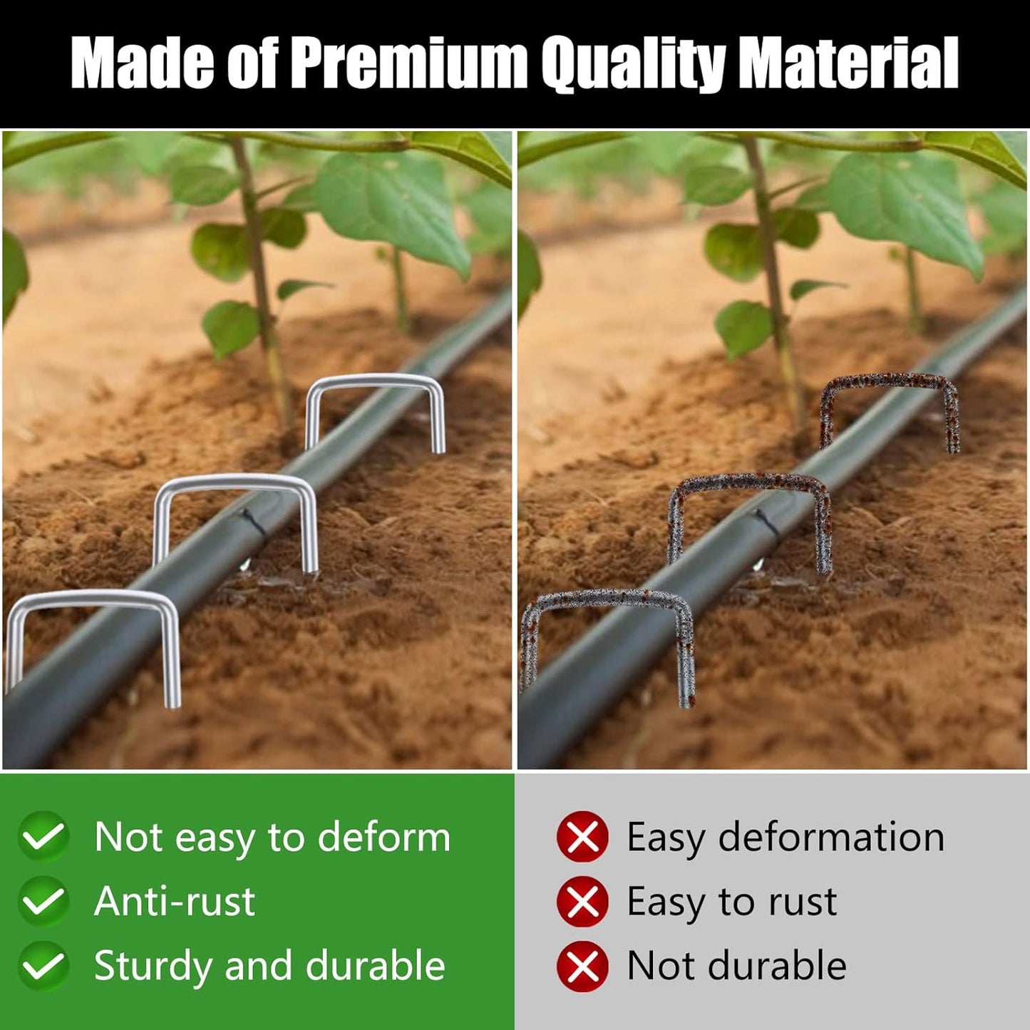 FEED GARDEN 6 Inch 50 Pack Hot-dip Galvanized Landscape Staples Plant Cover Stakes 11 Gauge Tent Stakes Garden Stakes Landscaping Fabric SOD Pins Yard Stakes for Decoration Weed Barrier Fabric