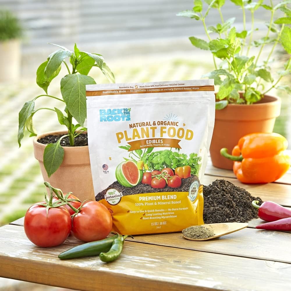 Back to the Roots Edibles Plant Food - Organic, Sustainably-Made Garden Made with Dolomitic Limestone, Mycorrhizae, and Kelp and Alfalfa Meal - 1.5 lb Premium Blend