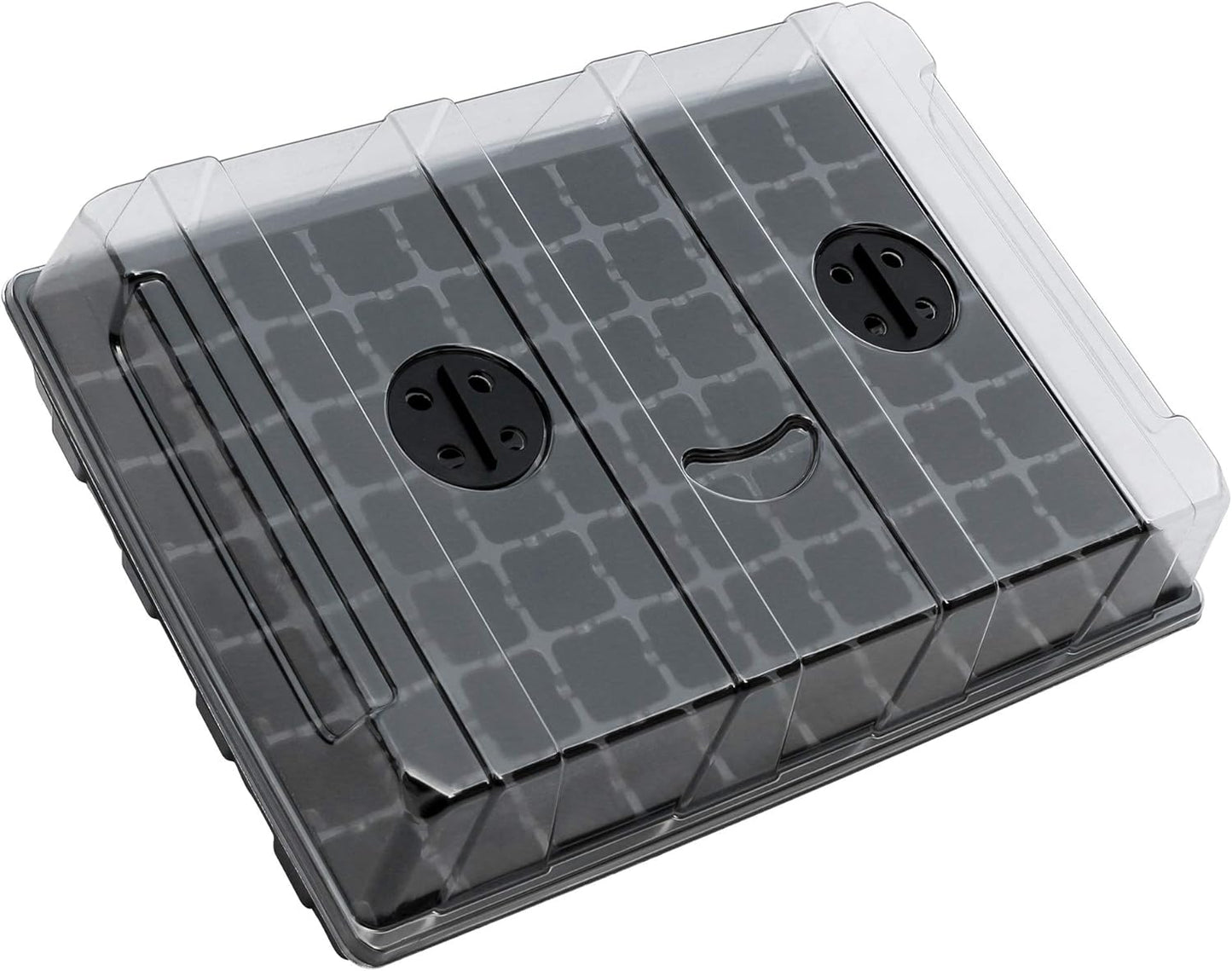 Gardzen Seed Starter Tray, 5 Pack Smiling Face Plant Germination Trays with Total 350-Cell, Seed Starter Kit with Humidity Vented Domes and Bases for Starting Vegetable Flower Herb Seeds 18" x 14"