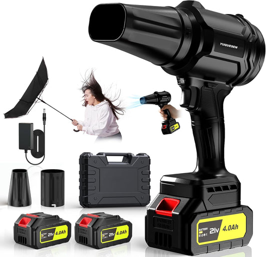 Cordless Leaf Blower, 980,000 RPM Handheld Leaf Blower with 2 X 4.0Ah Batteries & Charger, Lightweight Leaf Blowers for Patio Cleaning, Lawn Care, Leaves, Dust