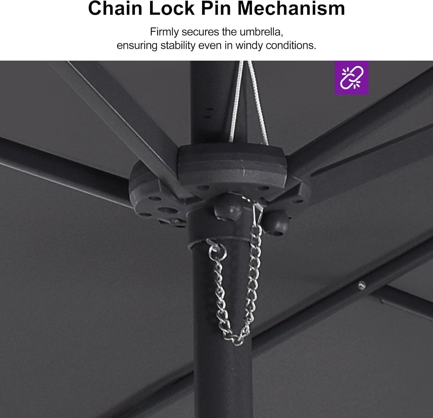 PURPLE LEAF 14ft Patio Market Umbrella Outdoor Double-Sided Umbrella with Base and Crank Rectangle Table Umbrella for Pool Deck Garden, Grey