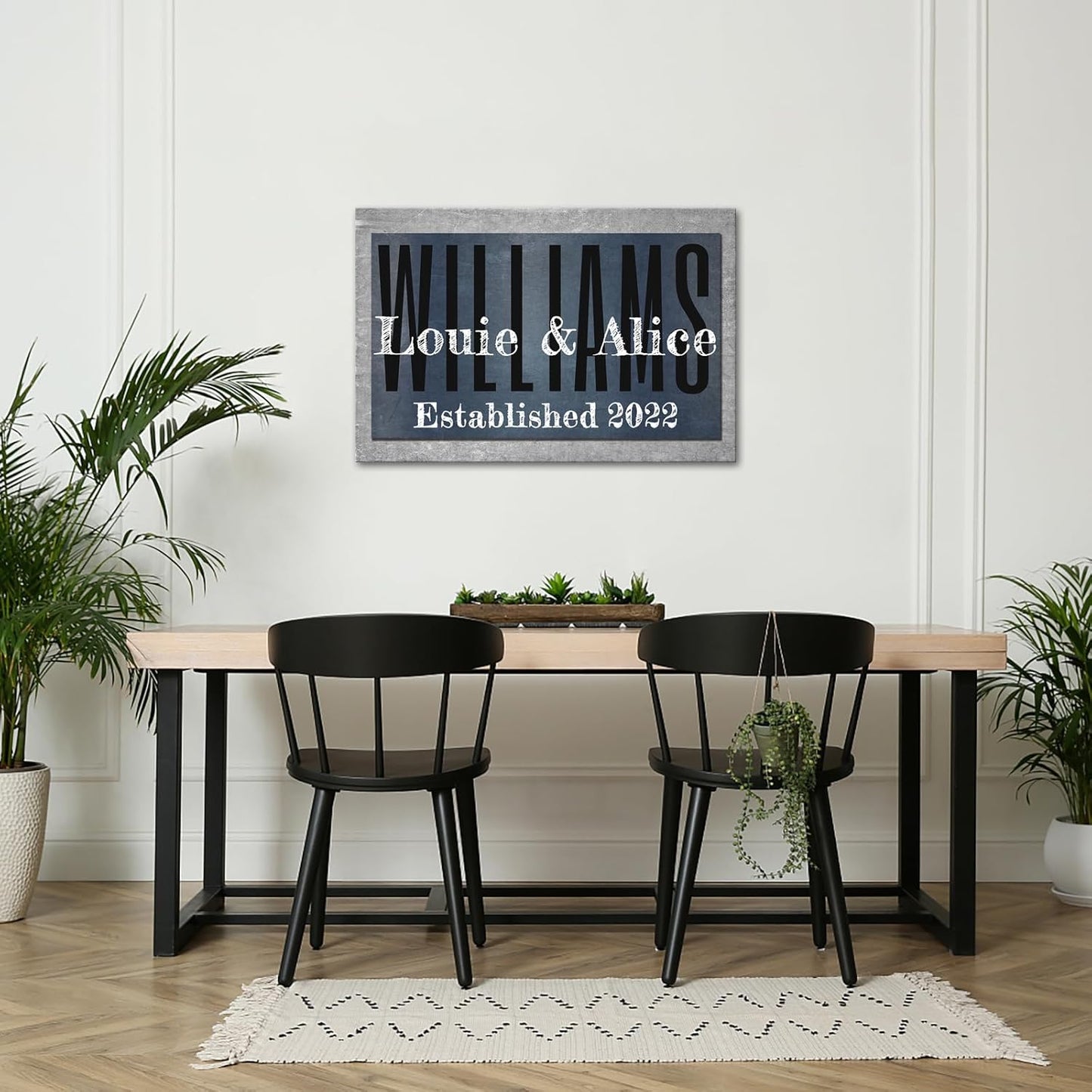 iLOOKLiKE Personalized Last Name Signs with Couple's Names Wall Art Custom Family Established Date Canvas Prints Framed Unique Wedding Anniversary Housewarming Gifts for Home Decor 8×12inch