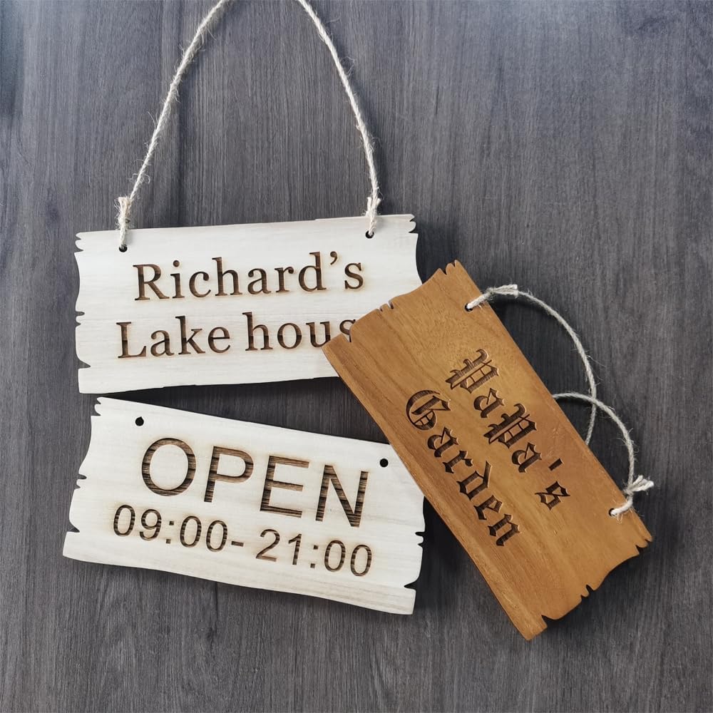 Personalized Wood Plaque Sign, Custom Engraved House Signs, Garden Signs, Welcome Sign, Decoration Signs (Brown)