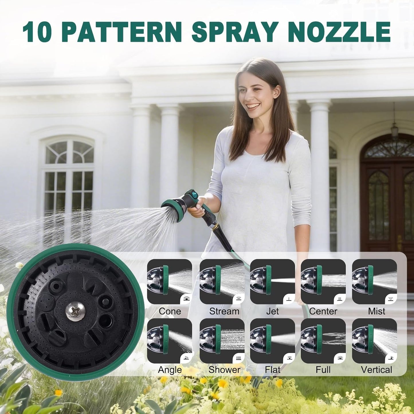Stainless Steel Garden Hose Reel with 5/8" x 100 ft Heavy Duty Hose, Wall Mount Water Hose Holder, Hose Reels with Crank Handle for Outside, Lawn, Yard, Garage