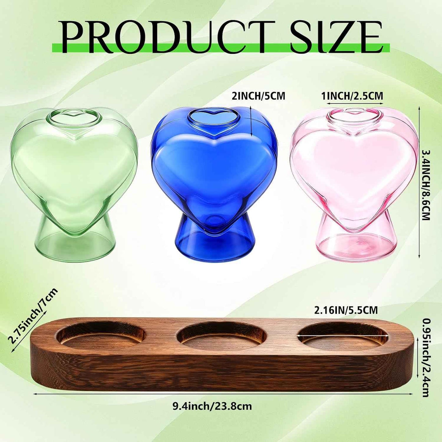 Zhehao 3 Pcs Plant Propagation Stations with Wooden Stand Heart Shaped Propagation Vases for Indoor Plants Home Office Desk Decor Gardening Gifts for Women Mom Birthday Gifts for Plants Lovers