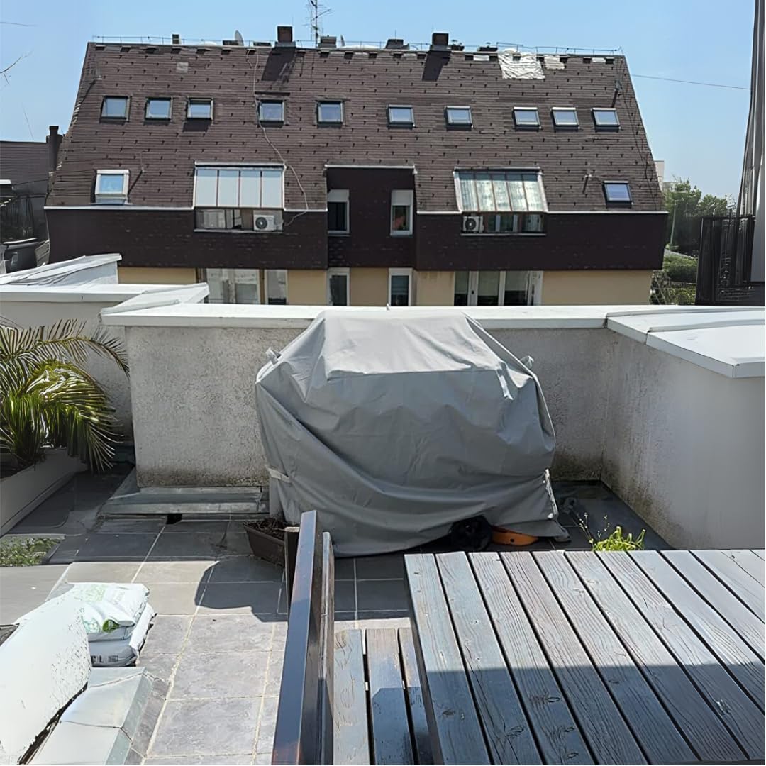 BBQ Grill Cover, 70 Inch Heavy Duty Waterproof 5-6 Burner Barbecue Gas Grill Covers for Weber Genesis Summit Char-Broil Deluxe, Gray