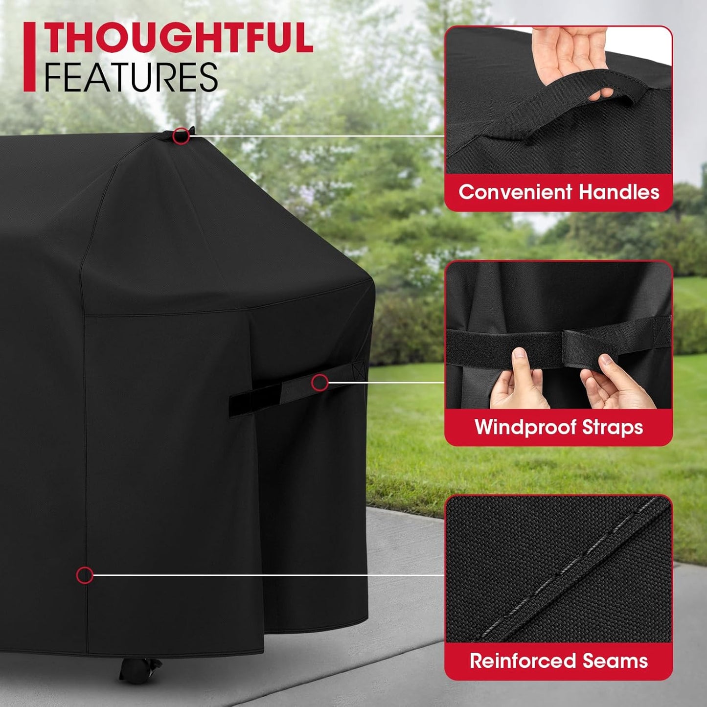 Unicook 58 Inch Grill Cover for Weber Genesis II, LX 300 Series and Genesis 300 Series Gas Grills, Heavy Duty Waterproof Fade Resistant BBQ Cover, All Weather Protection, Compared to Weber 7130