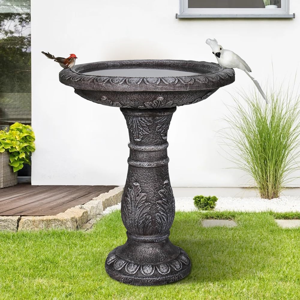 Outdoor Bird Bath for Garden Decoration - 24.4" H * 20" Φ Bird Bath for Outside, Classical Birdbath Patio or Yard