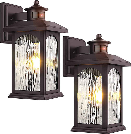 2 Pack Motion Sensor Outdoor Lights, Brown Dusk to Dawn Outdoor Lighting, Oil Rubbed Bronze Exterior Light Fixtures, Waterproof Porch Lights Wall Sconce for House, Garage, Porch, Entryway Anti-Rust