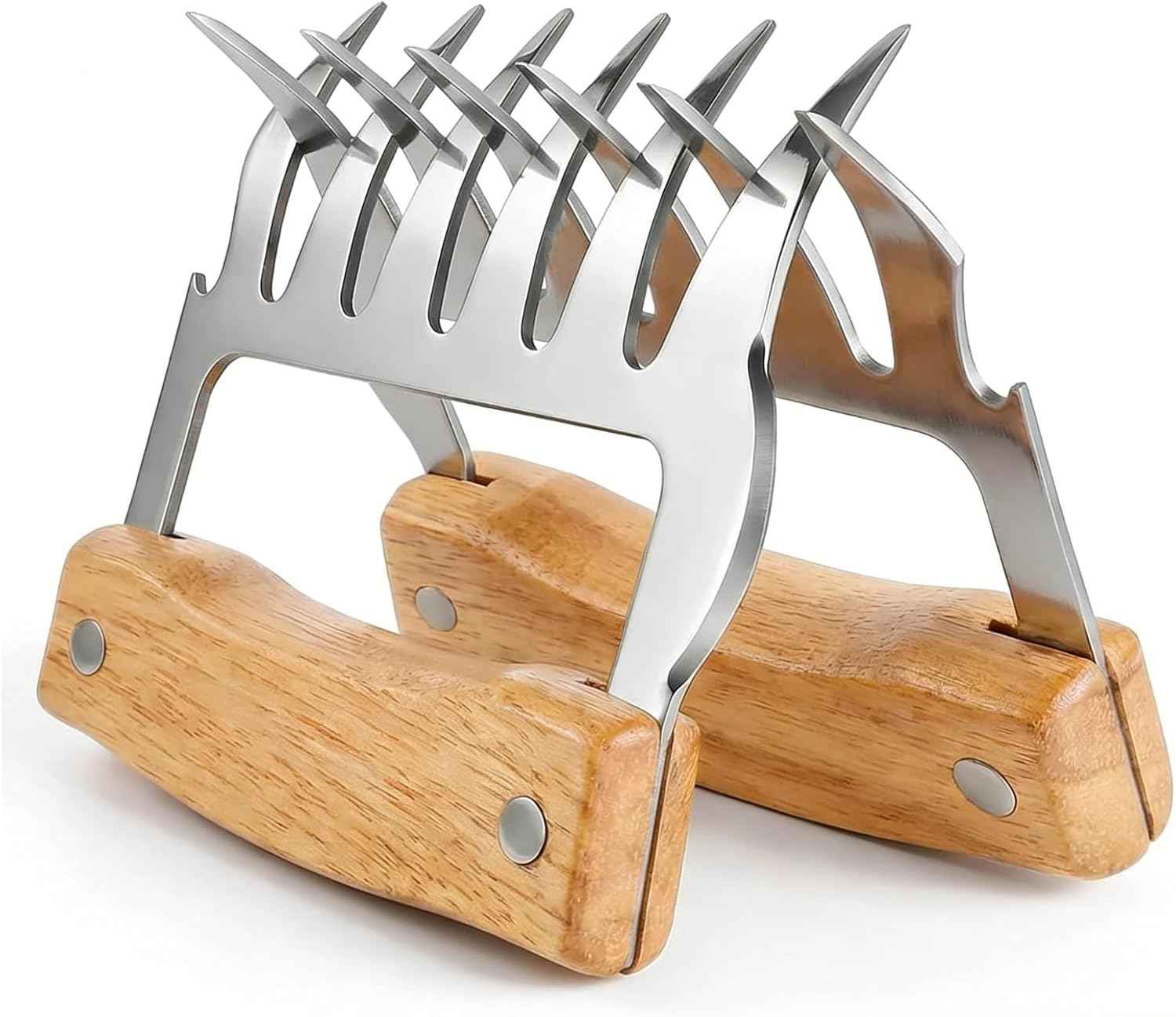 Meat Shredder Claws, Bear Claws Meat Shredder for Pulled Pork & Chicken, 304 Stainless Steel Meat Claws with Wooden Handles, BBQ Tool Gift