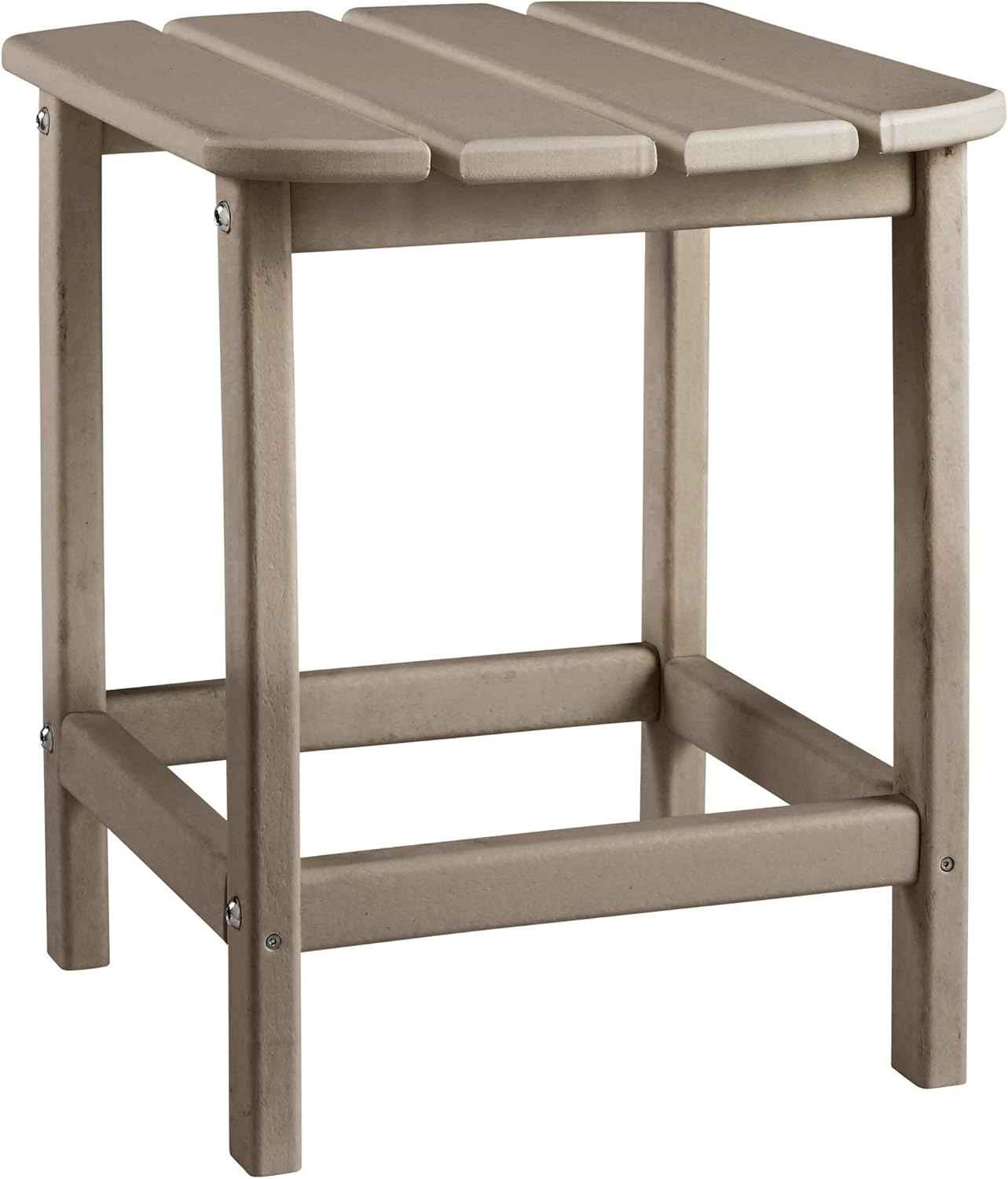 Signature Design by Ashley Sundown Treasure Outdoor Patio HDPE Weather Resistant End Table, Brown