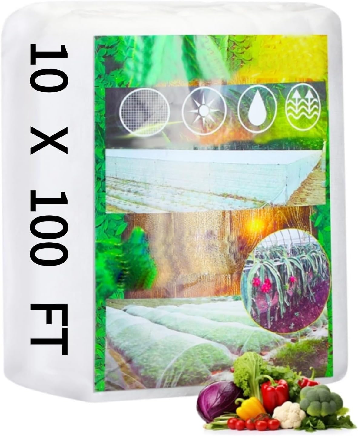 Woanger 10 x 100 FT Garden Netting Ultra Fine Mesh Bird Barrier Insect Netting for Raised Bed Vegetables Fruits Flowers Trees, Plant Row Cover for Garden Greenhouse Patio Protection (White)